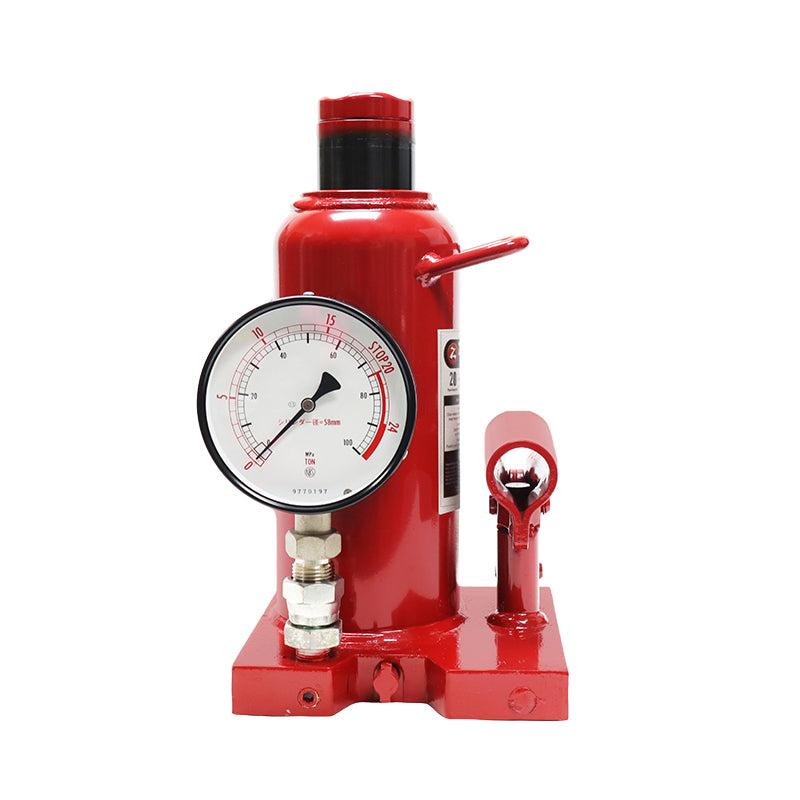 STEEL BASE BOTTLE JACK - 20 TON W PRESSURE GAUGE; MODEL: ZNP-20P