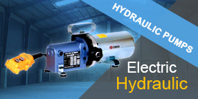 Hydraulic Electric Pump - light weight and compact for portability. Optional battery operated models, and optional solenoid and 4-way manual control valves are available upon request.