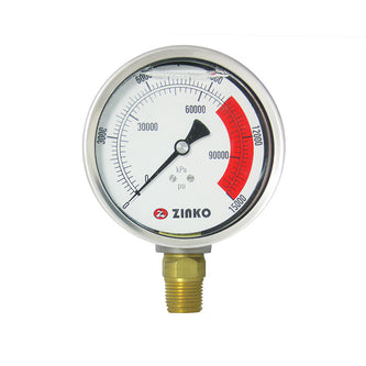 Hydraulic Pressure Gauge 4" Dia. 1/2" NPT : ZPG-15B