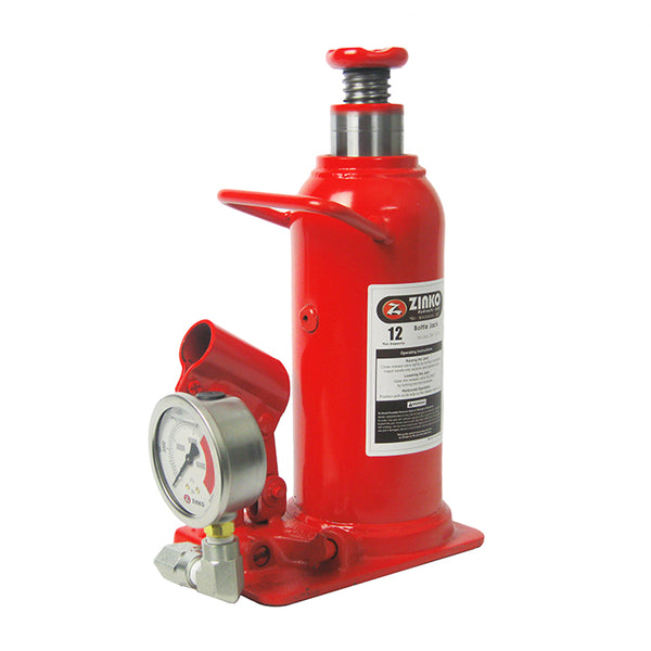 BOTTLE JACK WITH PRESSURE GAUGE 12 TON  MODEL: ZN-12PG