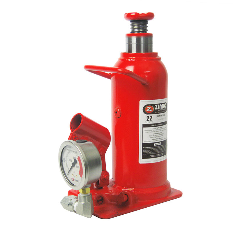 BOTTLE JACK WITH PRESSURE GAUGE 12 TON MODEL: ZN-12PG – Zinko