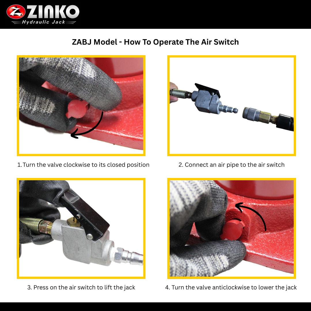 AIR HYDRAULIC BOTTLE JACK - 12 TON MODEL: ZABJ-12C3 – Zinko