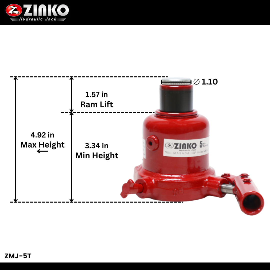 LOW PROFILE MINI BOTTLE JACK - 5 TON MODEL: ZMJ-5T – Zinko