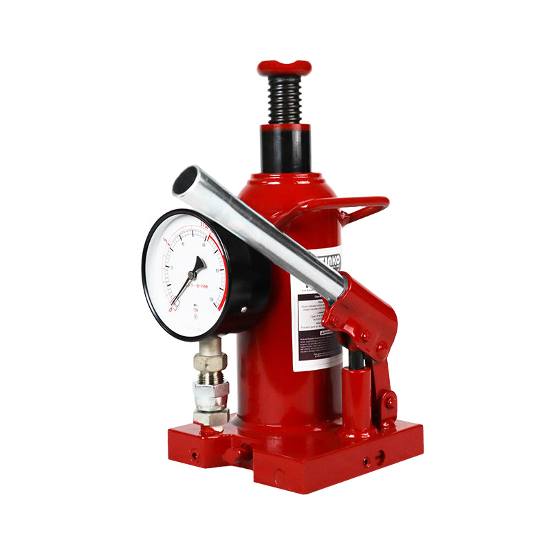 STEEL BASE BOTTLE JACK - 10 TON W PRESSURE GAUGE; MODEL: ZNP-10P